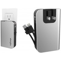 myCharge Portable Charger for iPhone Hub 10050 mAh Internal Battery Built in Cable (Lightning, Micro USB) Power Bank Fast Charging Wall Plug USB Battery Pack External Cell Phone Backup, 55 Hrs